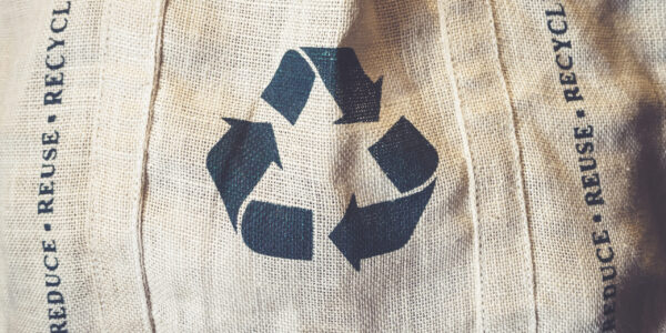 Recycle sign Symbol on Shopping bag Environmental friendly