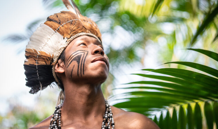 Indigenous Brazilian Young Man Portrait from Guarani Ethnicity