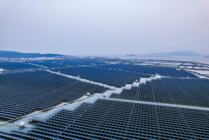 Aerial photography of offshore new energy photovoltaic power station in Zhuhai, Guangdong