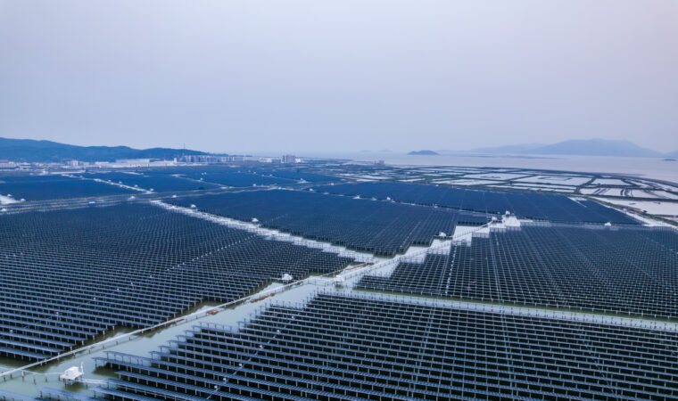 Aerial photography of offshore new energy photovoltaic power station in Zhuhai, Guangdong