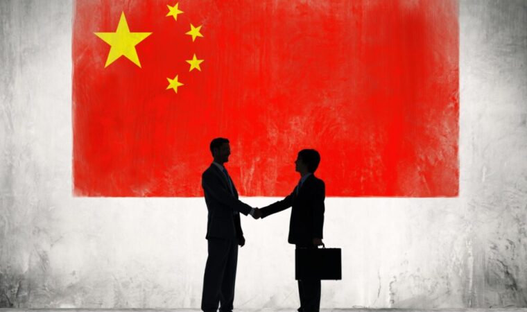 Business people shaking hand in China