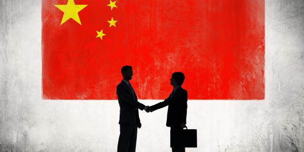 Business people shaking hand in China